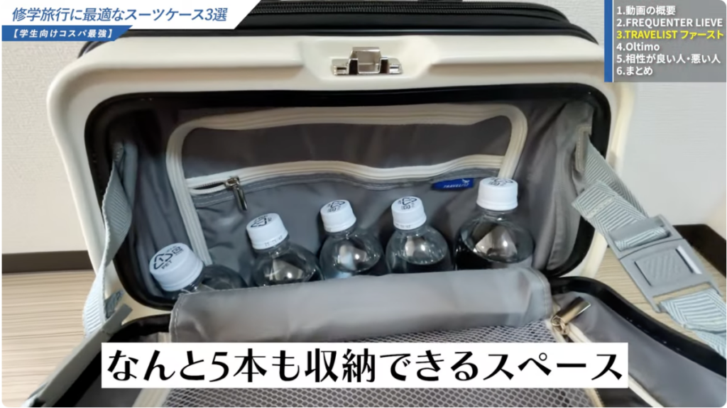 500mlペットボトルが5本入る広さ