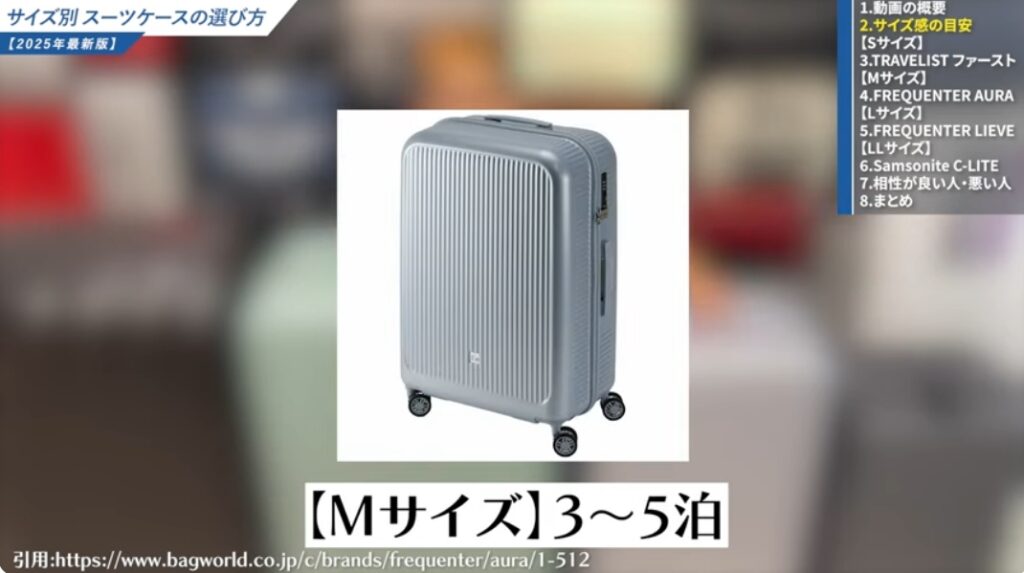 【Mサイズ】パッキングに慣れていない初心者や、3〜5泊の旅行者向け