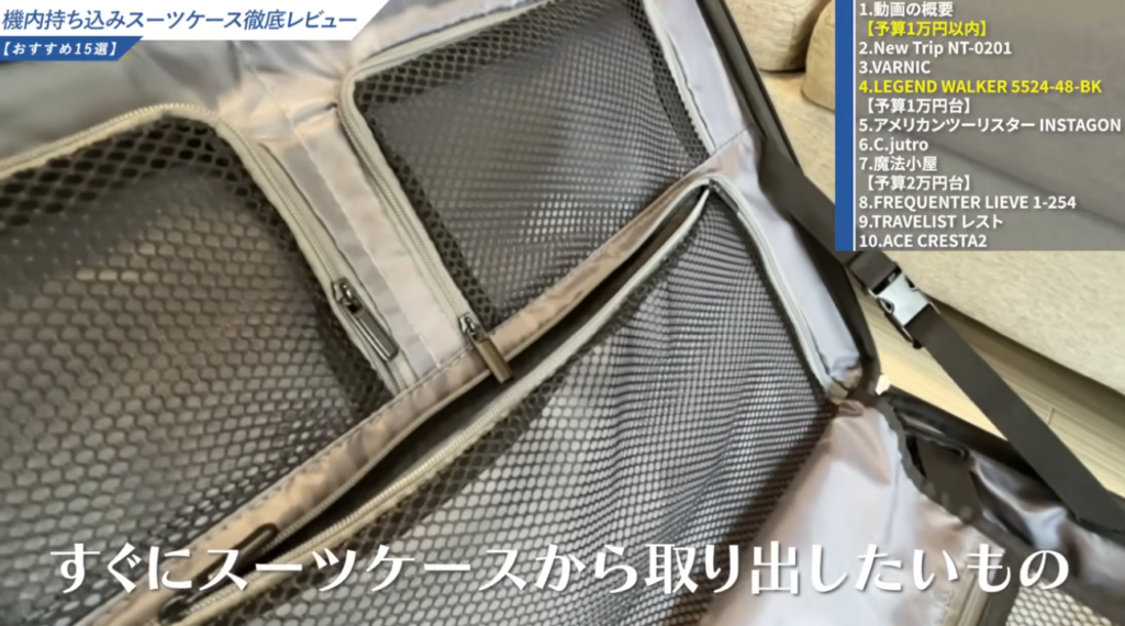 フタの裏側にも多彩なポケットがある