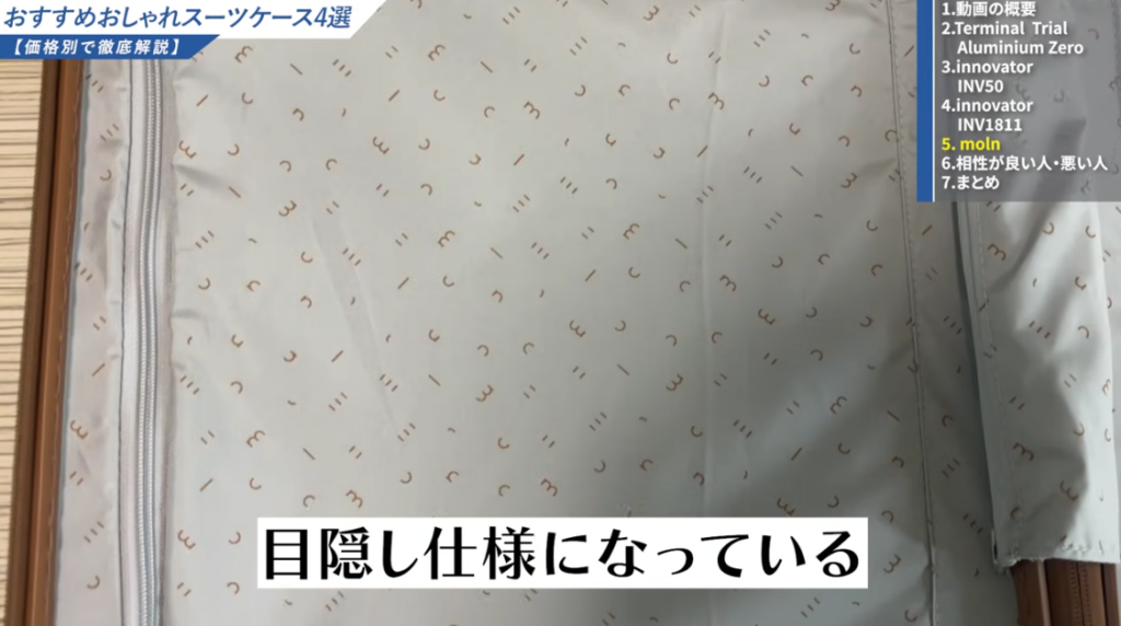 目隠し仕様の内装