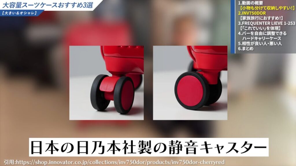 日乃本錠前社製の静音ダブルキャスター