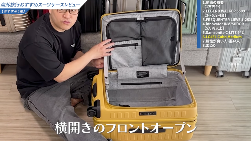 フロントポケット側が蓋のように開く構造