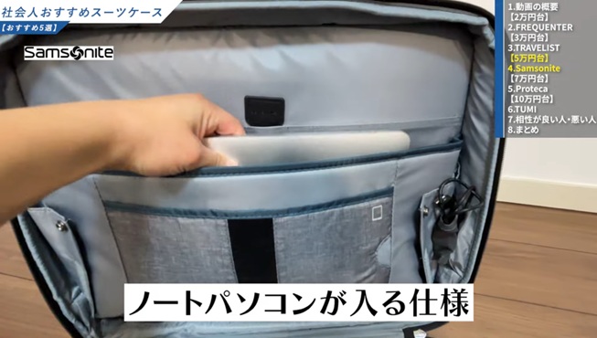 サムソナイト スペクトロライト3内装