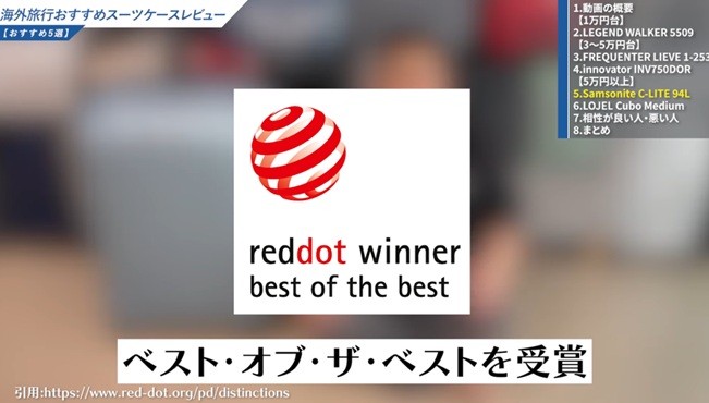 サムソナイト C-Lite受賞