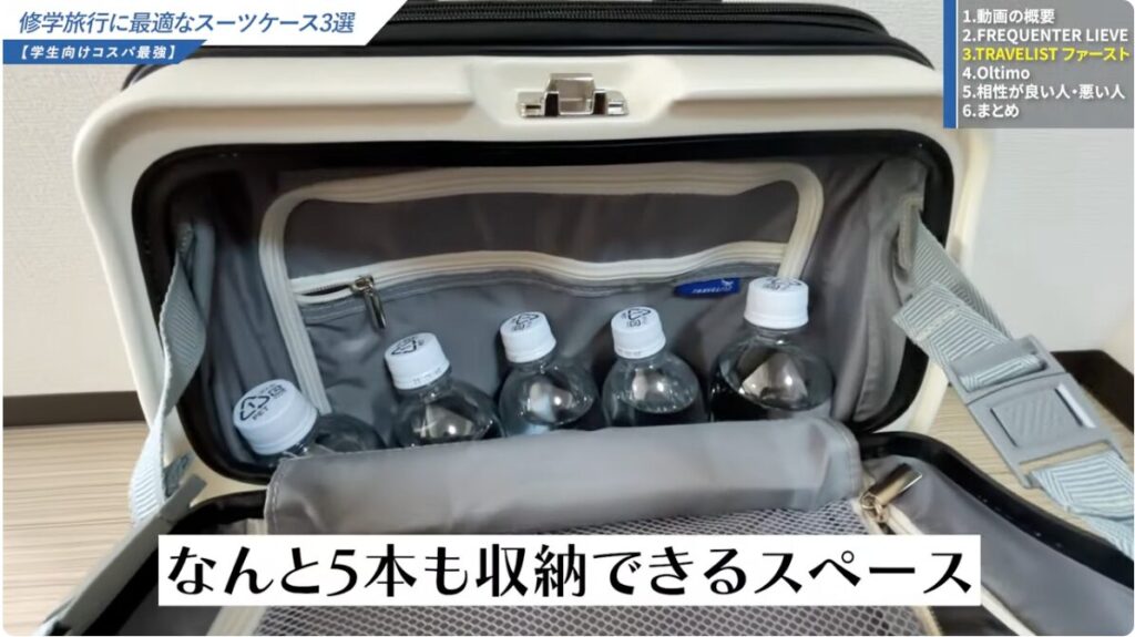 500mlのペットボトルが5本も入る収納力